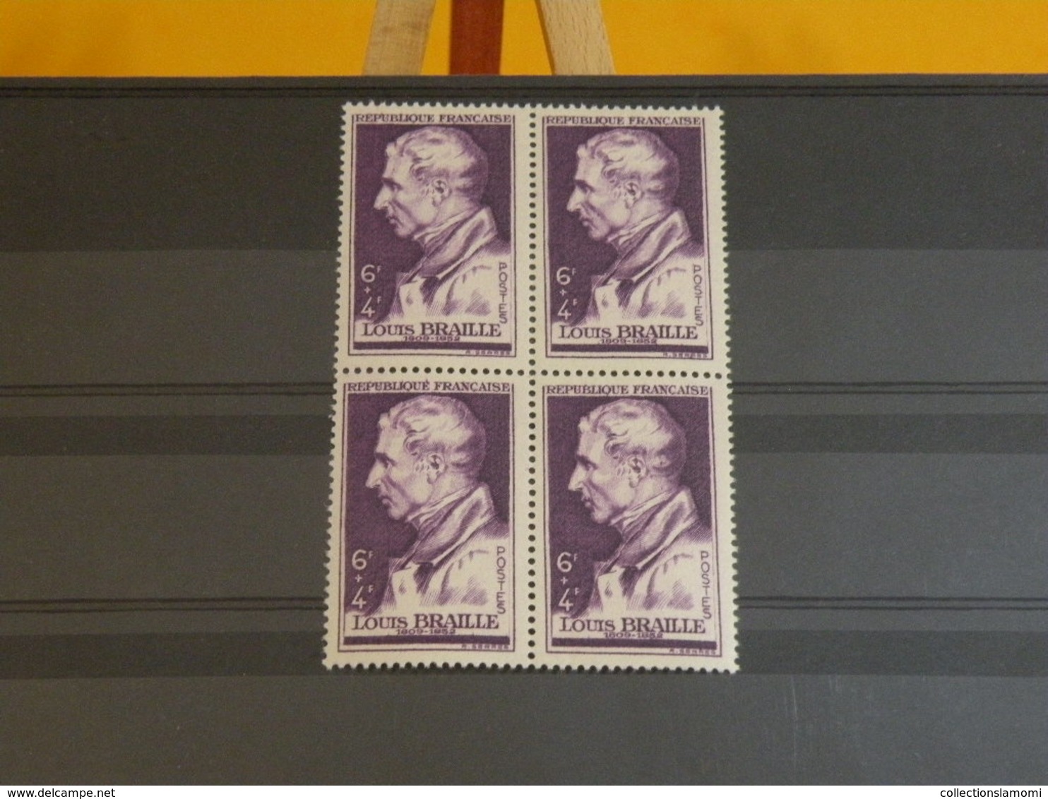 Bloc 4 Timbres Neufs > 1948 N°730 Violet < Y&T > Louis Braille - Coté 2€ - Neufs