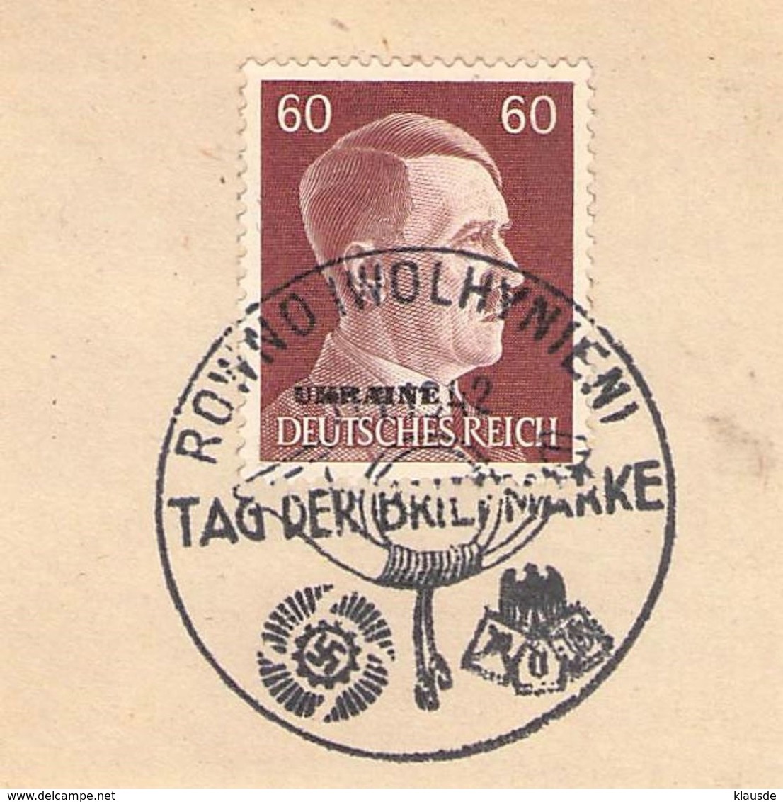 MiNr.17 SST Rowno Auf Briefstück  Deutsches Reich Besetzte Gebiete Ukraine - Besetzungen 1938-45
