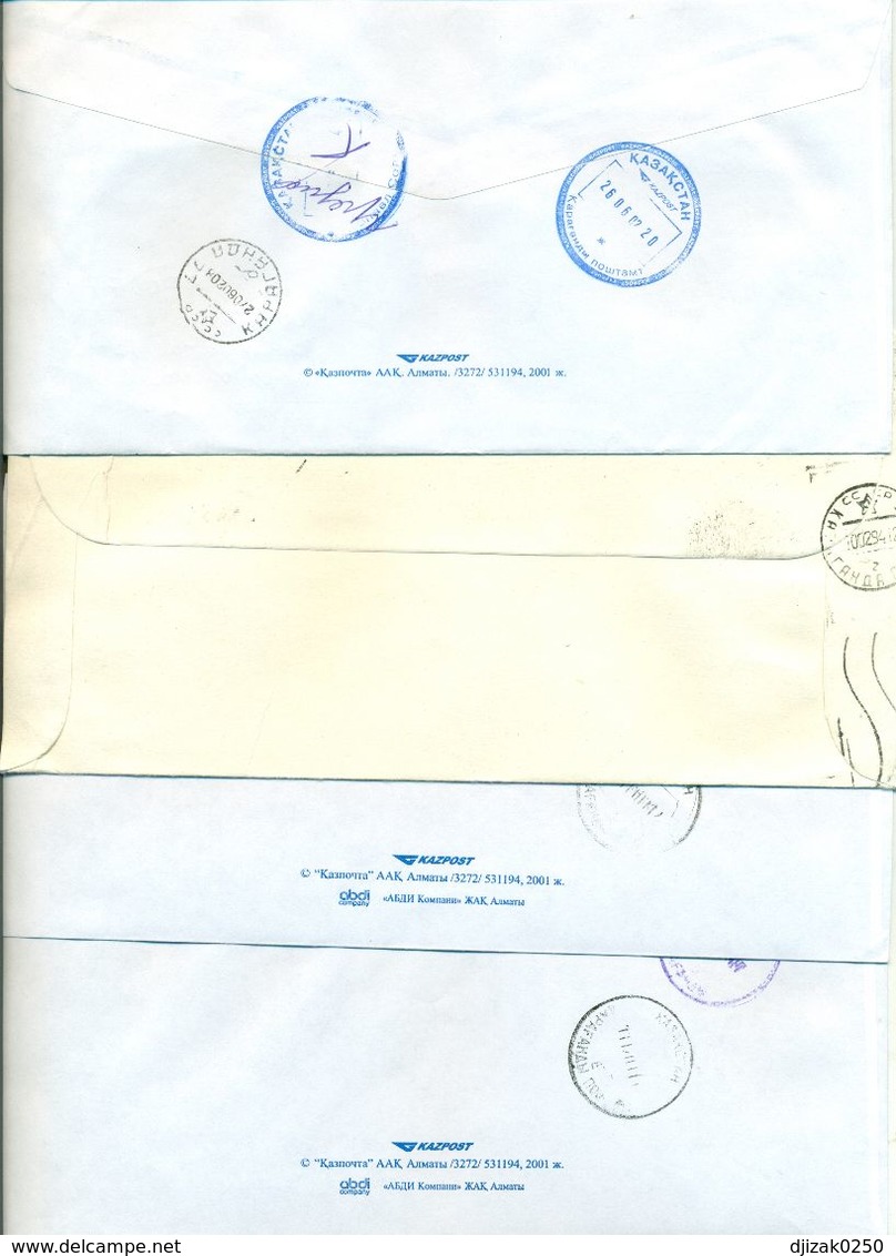 Kazakhstan.Four Envelopes Past The Mail.One Envelope Registered. - Kazakhstan