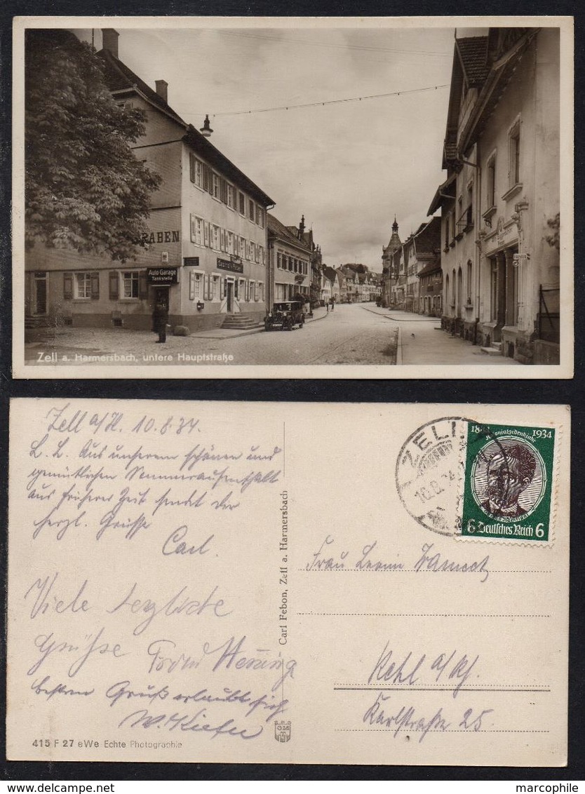 ZELL AM HARMERSBACH - BADEN /1934 ECHTE FOTO AK - UNTERE HAUPTSTRASSE NACH KEHL AM RHEIN  (ref CP579) - Other & Unclassified