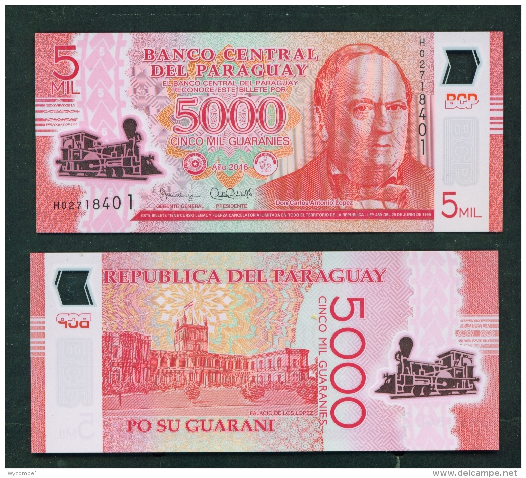 PARAGUAY  -  2016 5000 Guaranies  UNC Banknote - Paraguay