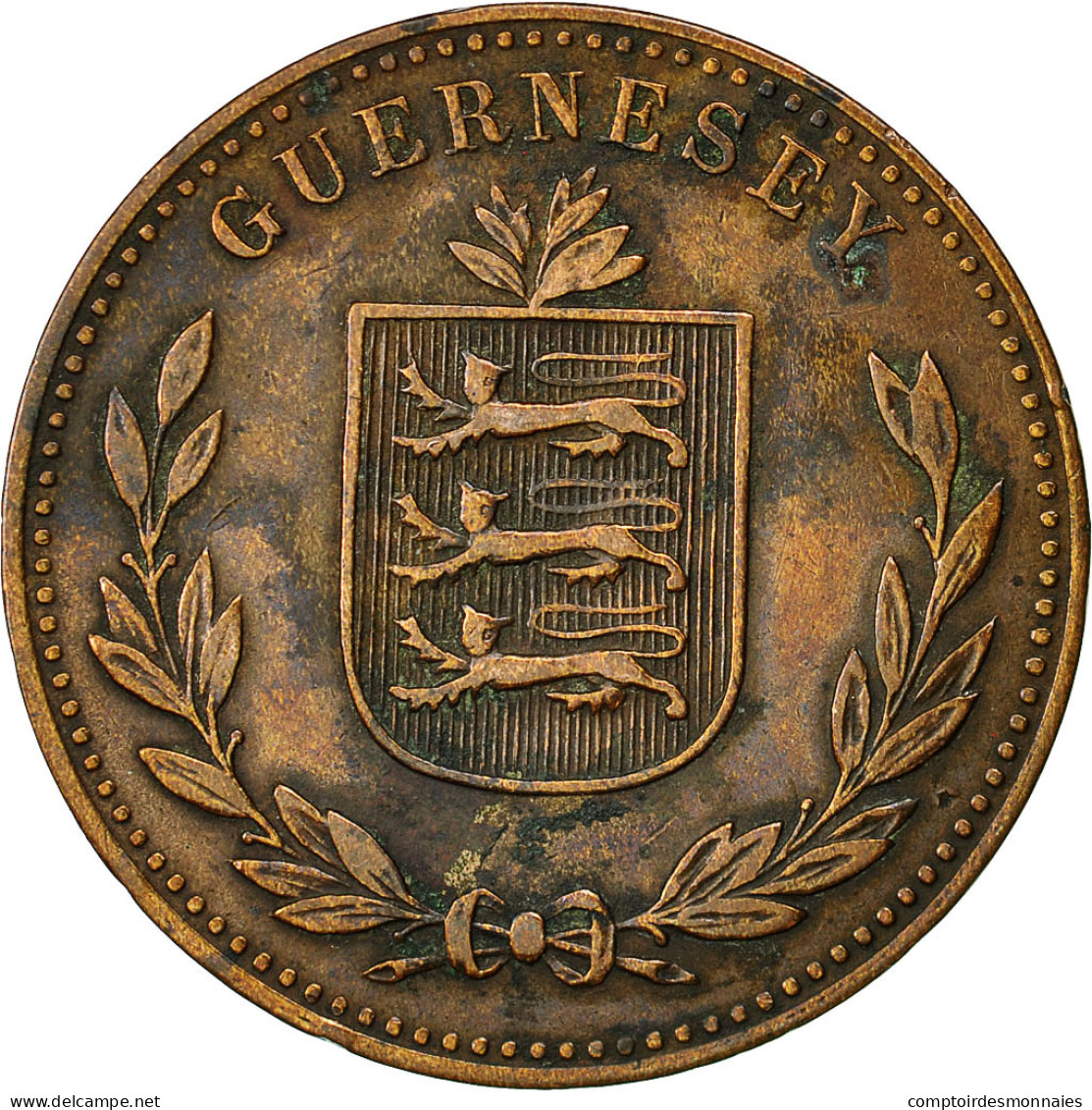 Monnaie, Guernsey, 8 Doubles, 1914, Heaton, Birmingham, TTB+, Bronze, KM:14 - Guernsey