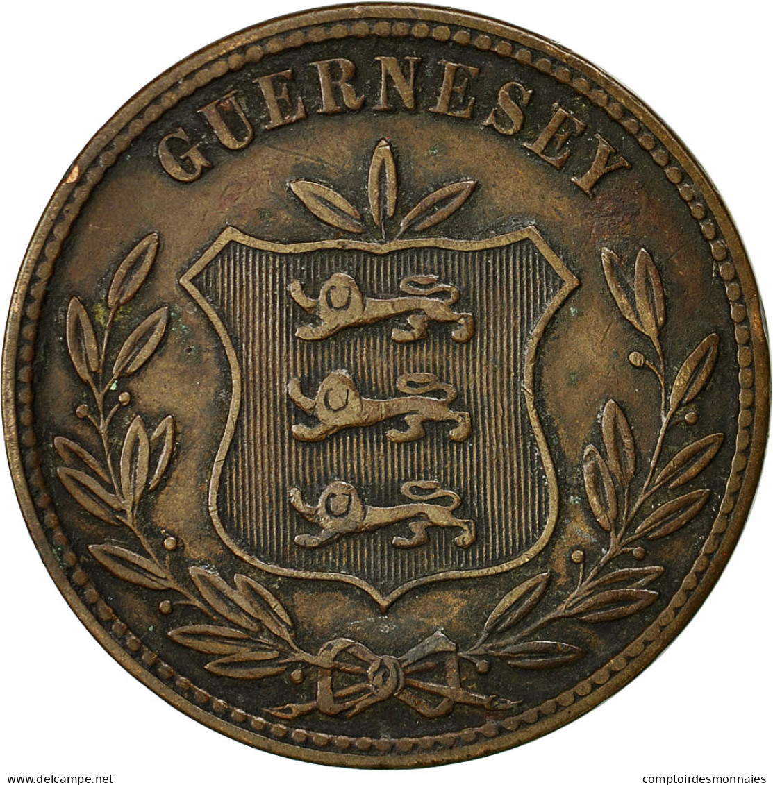 Monnaie, Guernsey, 8 Doubles, 1874, Heaton, Birmingham, TTB, Bronze, KM:7 - Guernsey