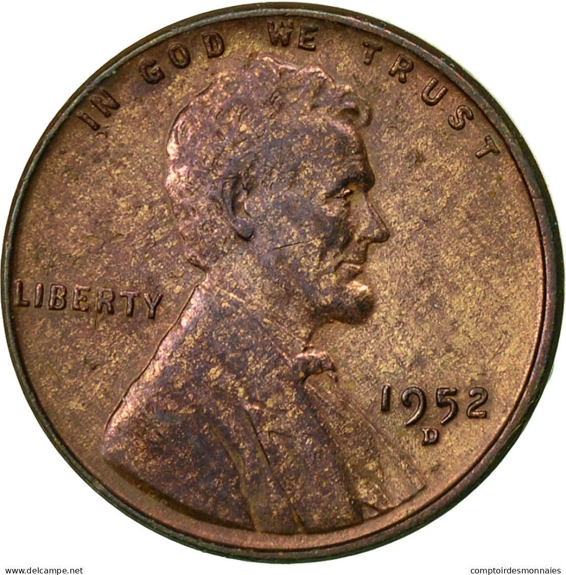 Monnaie, États-Unis, Lincoln Cent, Cent, 1952, U.S. Mint, Denver, TTB, Laiton - 1909-1958: Lincoln, Wheat Ears Reverse