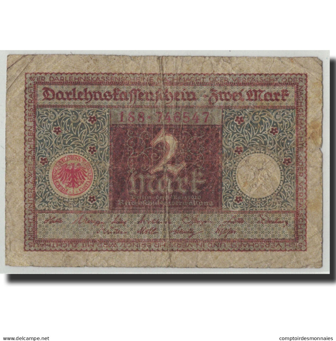 Billet, Allemagne, 2 Mark, 1920, 1920-03-01, KM:60, B - Administration De La Dette