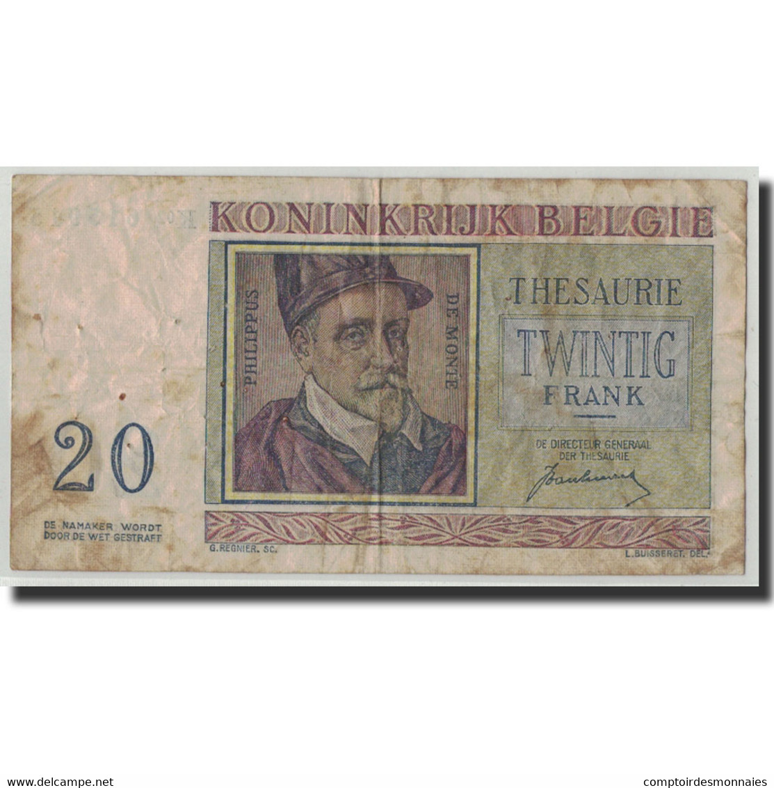 Billet, Belgique, 20 Francs, 1950, 1950-07-01, KM:132a, B - 20 Francos