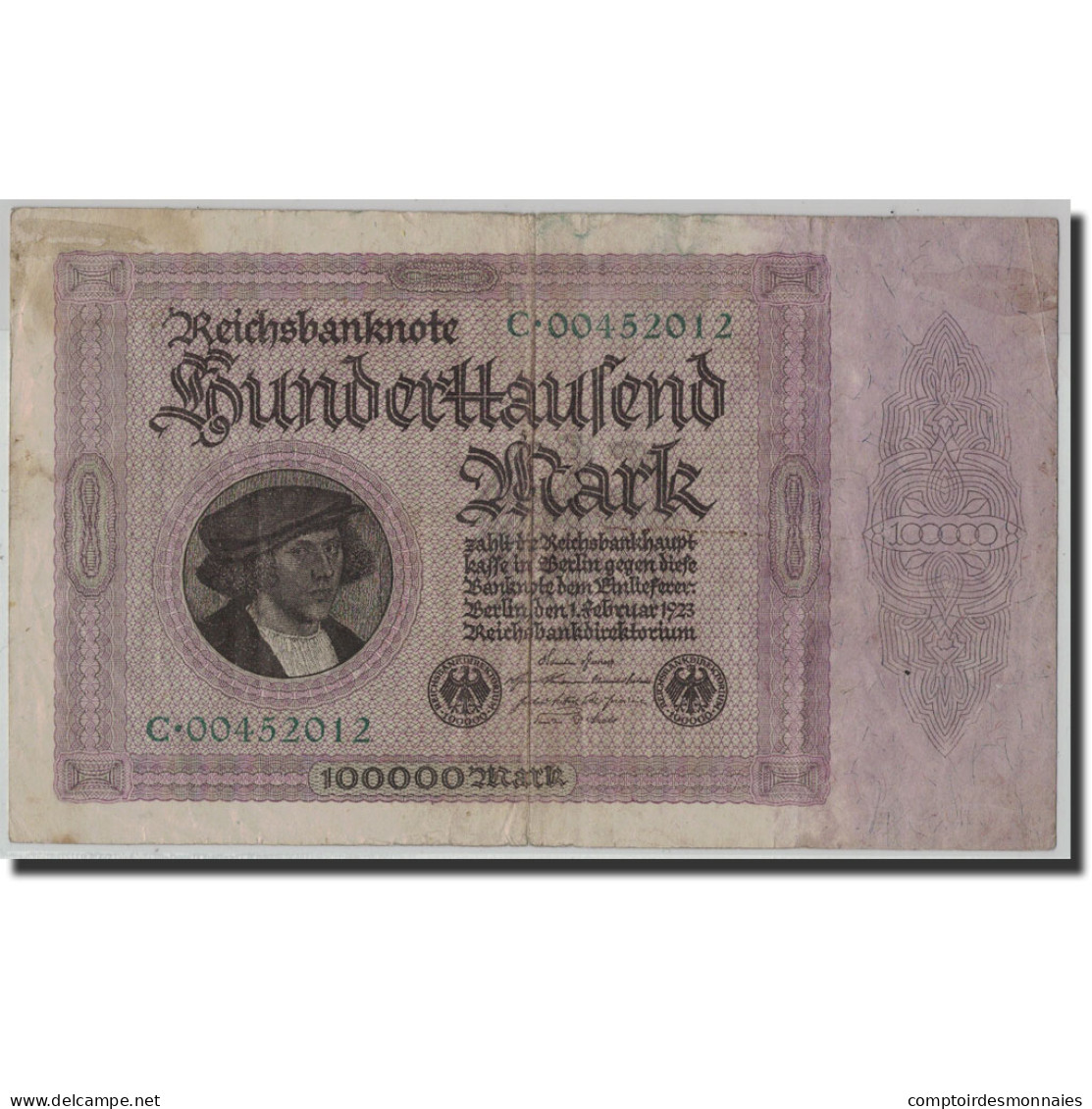 Billet, Allemagne, 100,000 Mark, 1923, 1923-02-01, KM:83a, TB - 100.000 Mark