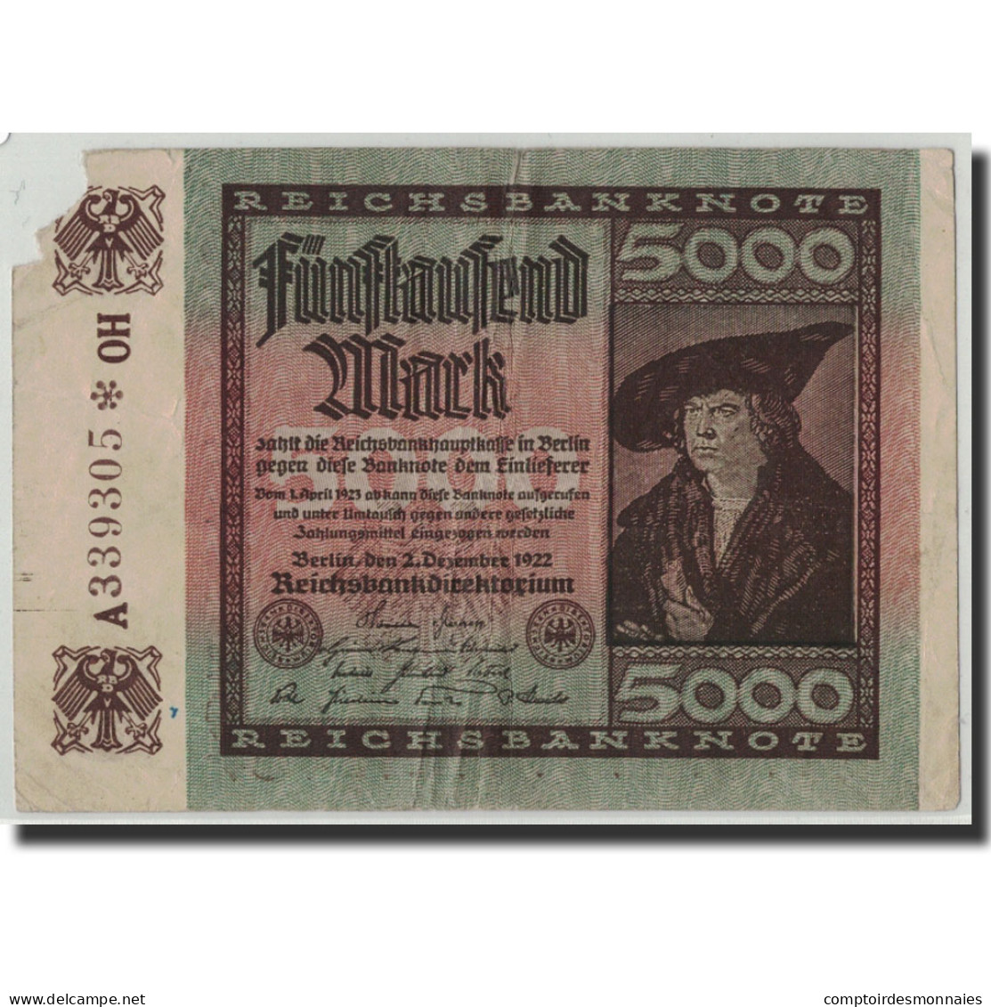 Billet, Allemagne, 5000 Mark, 1922, 1922-12-02, KM:81e, TB - 5000 Mark