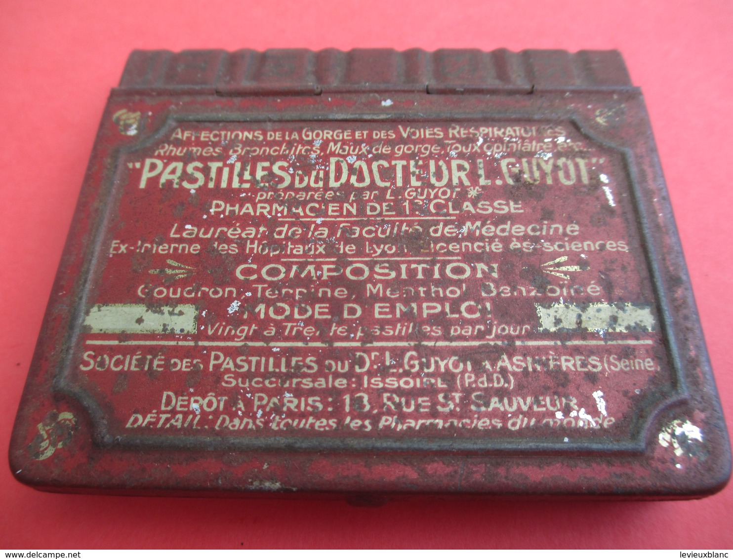 Boite Métallique Ancienne/Pastilles Du Dr GUYOT/Affections Gorge & Voies Respiratoires/ASNIERES/Vers 1900-1920 BFPP170 - Boxes
