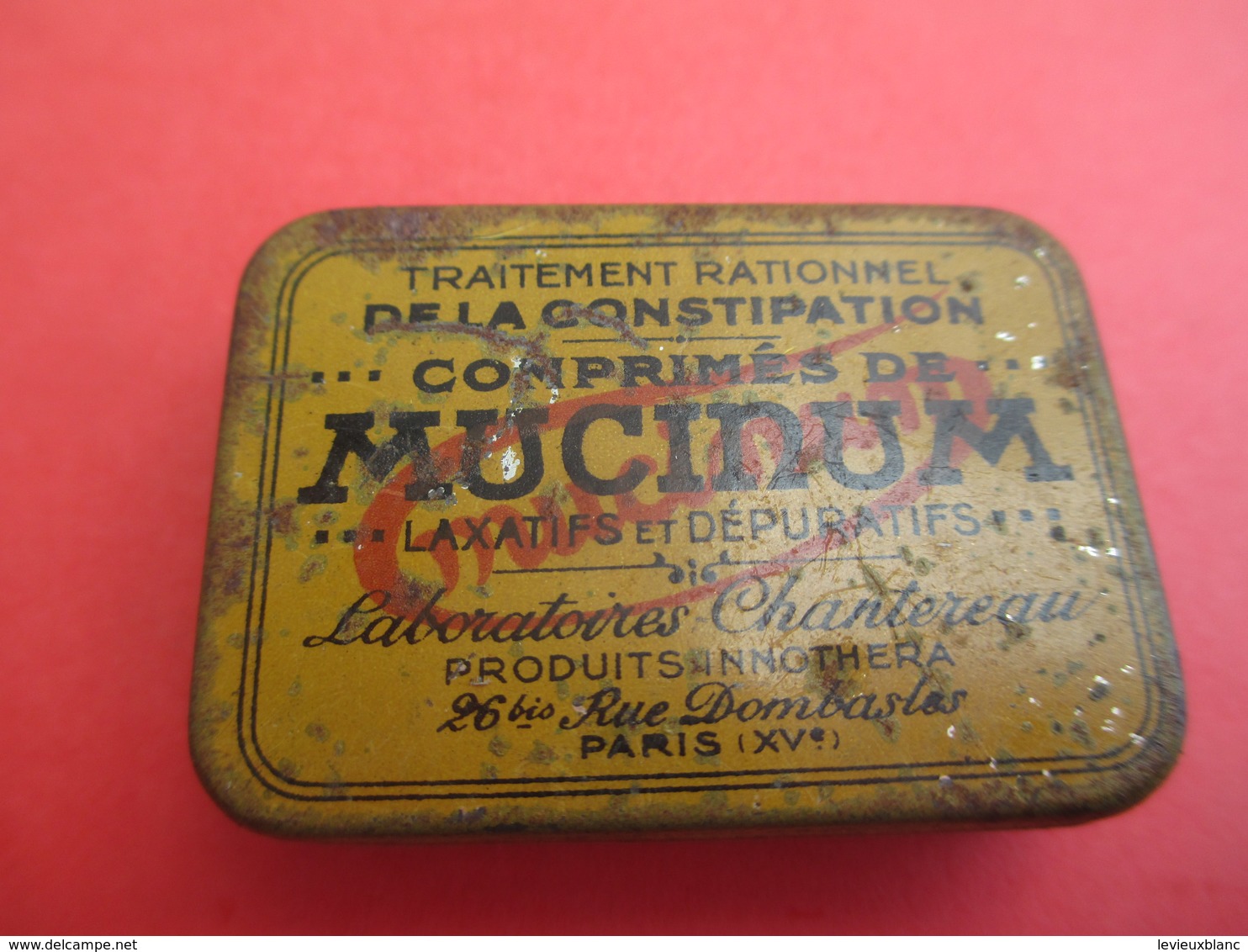 Boite Métallique Ancienne/Mucinum/Traitement Rationnel De La Constipation/Labos Chantereau /PARIS/Vers 1930-1950 BFPP158 - Boîtes