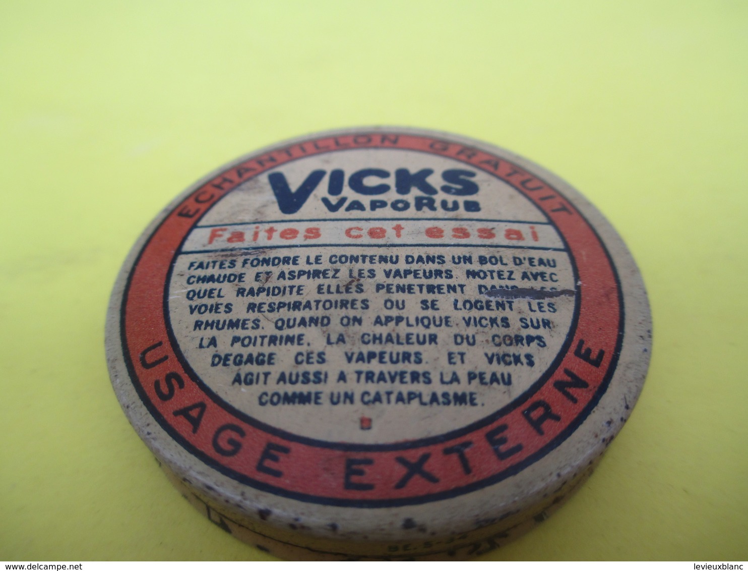 Boite Métallique Ancienne/VICKS Vaporus /échantillon Gratuit/Kosteloos Staal/Belgique//Vers 1930-1950 BFPP176 - Cajas