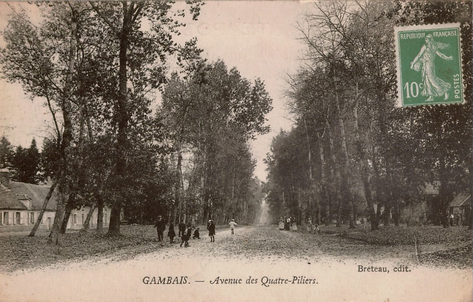 Cpa 78 GAMBAIS  Avenue Des Quatre-Piliers , Animation , Peu Courante, Timbre Non Oblitéré - Autres & Non Classés