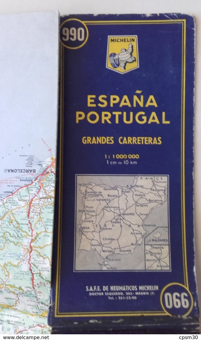 Carte Géographique MICHELIN - 990 ESPAGNE / PORTUGAL - Grandes Routes - 1967 - 3 F - Roadmaps