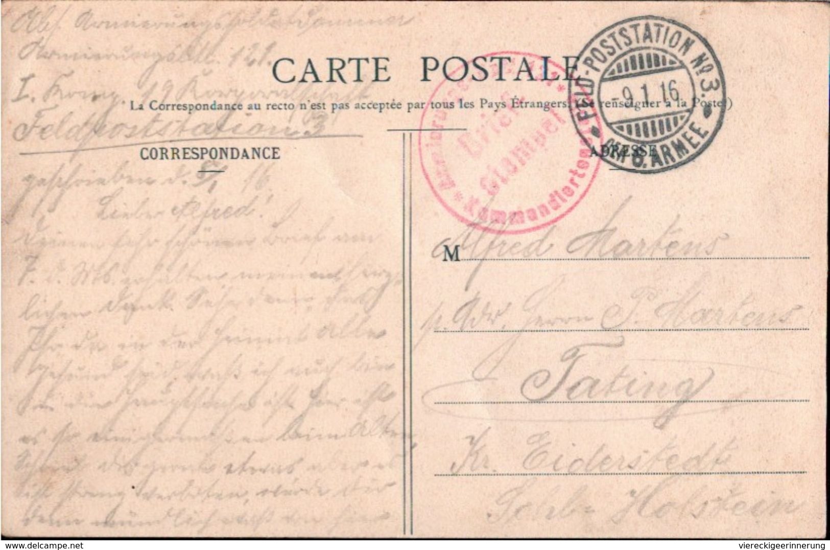 ! [80] Cpa, Hattencourt / Somme, Grande Rue , 1916, Feldpost, Frankreich, Tating - Andere & Zonder Classificatie