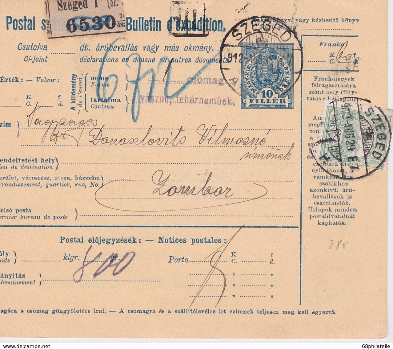 HONGRIE 1929 COLIS POSTAL DE SZEGED - Parcel Post