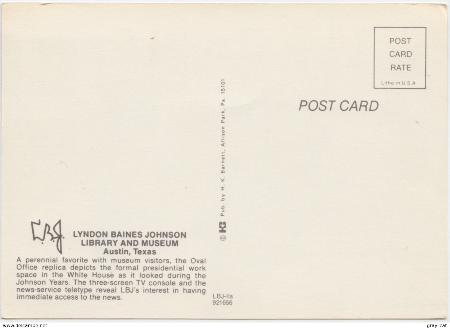 Oval Office Replica, Lyndon Johnson Museum, Austin, Texas, Unused Postcard [20972] - Présidents