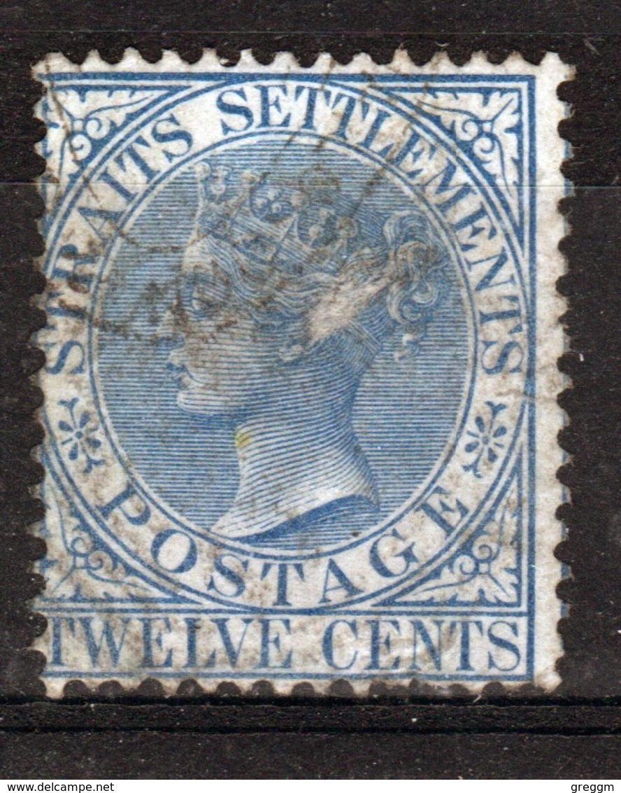 Straits Settlements Queen Victorian 1867 Twelve Cents Blue  Used  Stamp. - Straits Settlements
