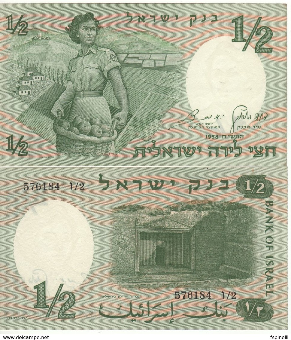 ISRAEL  1/2  Lira     P29a   "Woman Soldier"  UNC - Israel