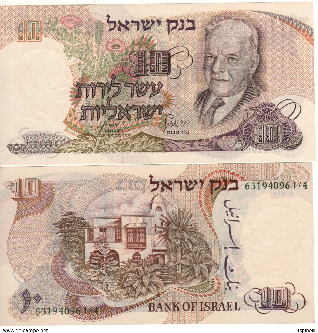 ISRAEL  10  Lirot    P35b    " Chaim Nahman Bialik "   1968    UNC - Israel