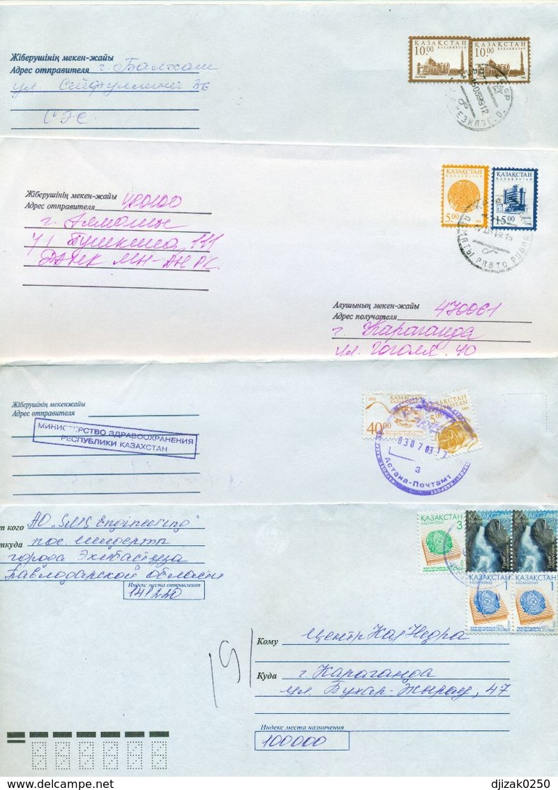 Kazakhstan.Four Envelopes Past The Mail. - Kazachstan