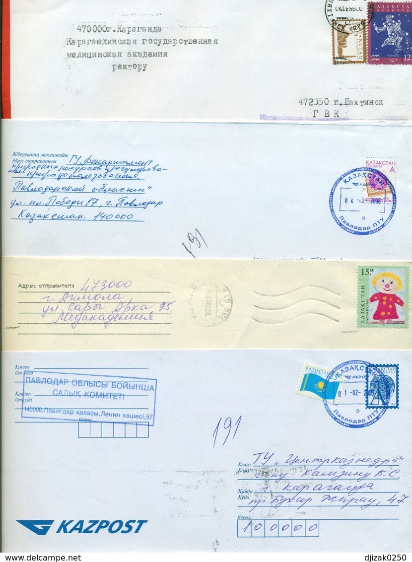 Kazakhstan.Four Envelopes Past The Mail. - Kazachstan