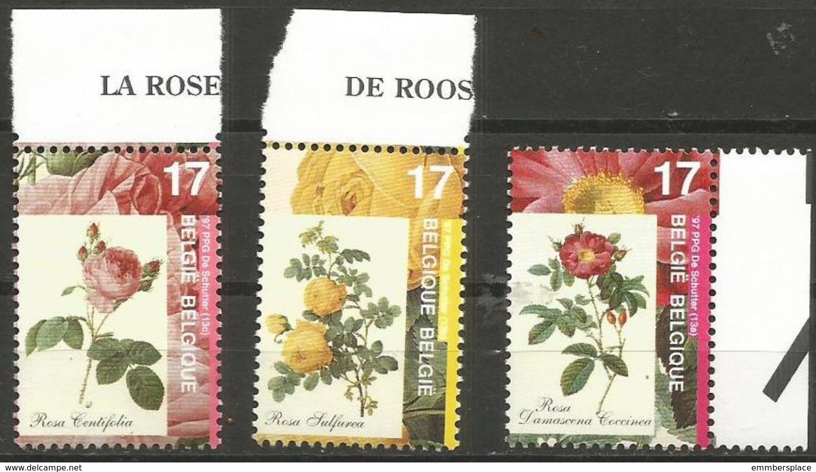 Belgium - 1997 Roses MNH **    Sc 1654-6 - Nuevos