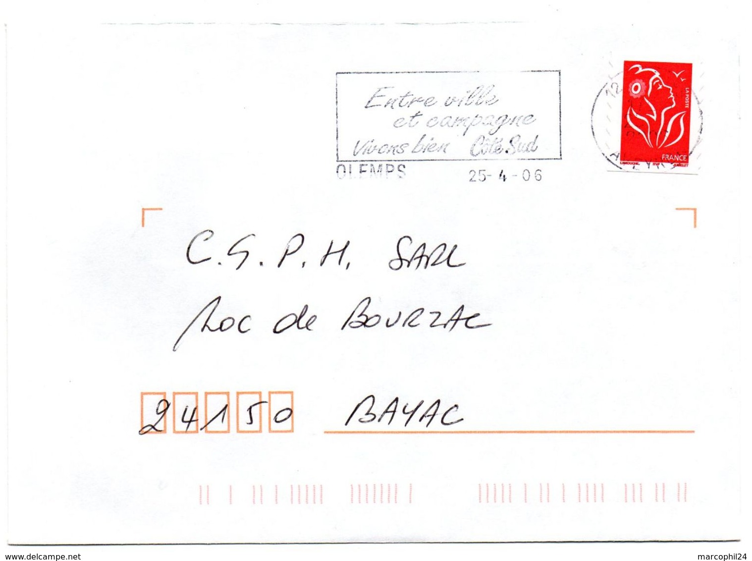 AVEYRON - Dépt N° 12 = OLEMPS 2006 = FLAMME Type II = SECAP = Entre Ville Et Campagne Vivons Bien Cote Sud - Mechanical Postmarks (Advertisement)
