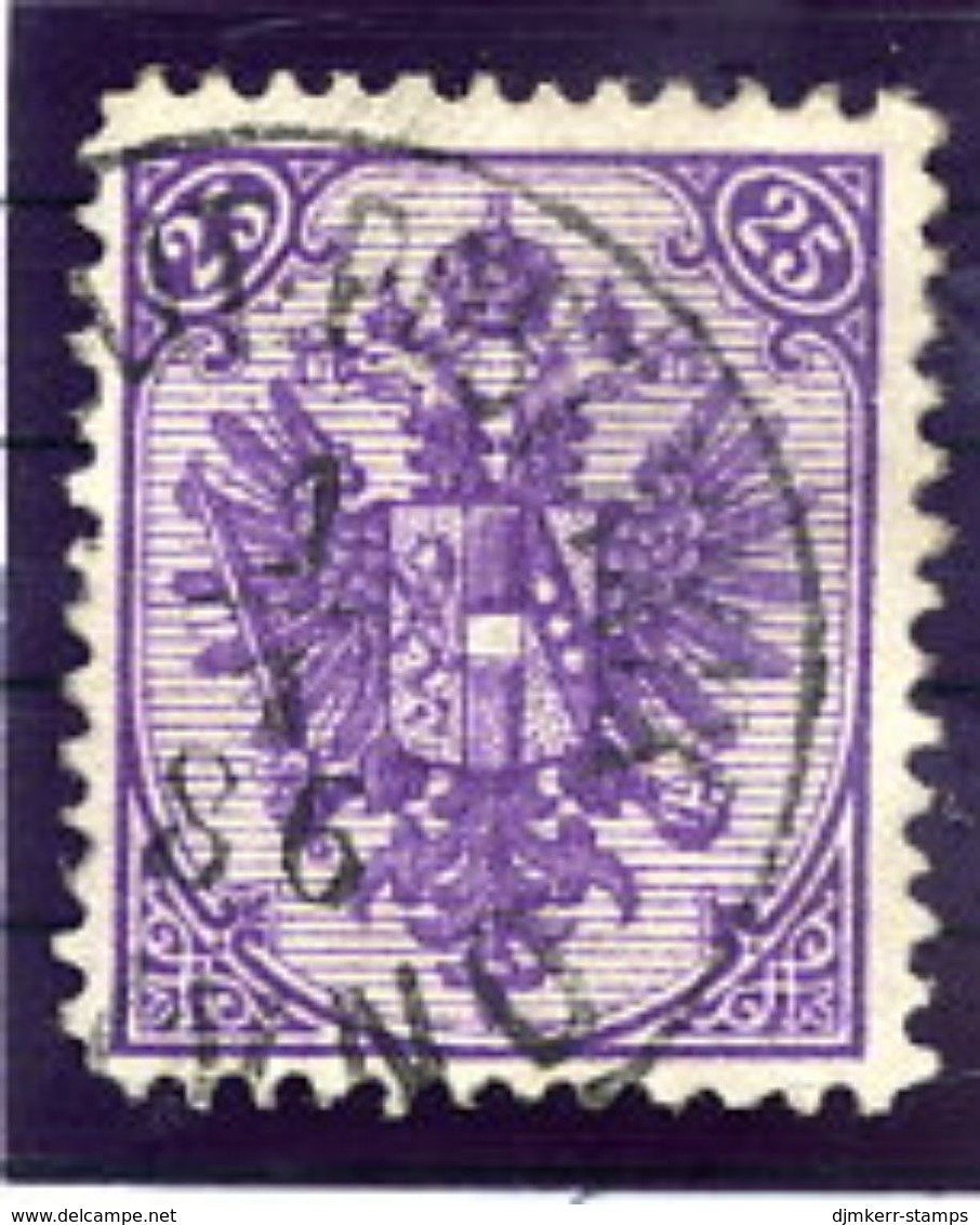 BOSNIA & HERZEGOVINA 1879  25 Kr. Bright Violet Typographed, Perforated 12½ Used,  SG 79, Michel 7 Ig A - Bosnia Herzegovina