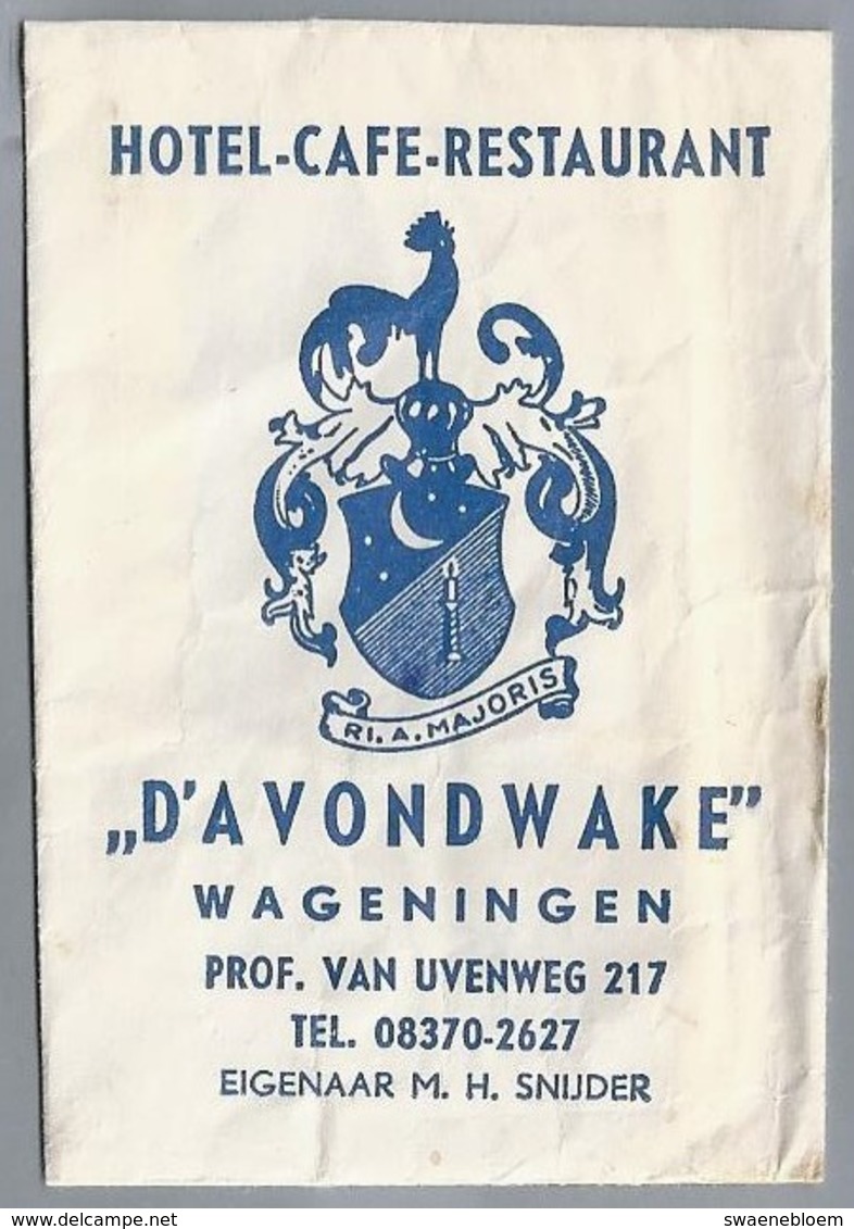 Suikerzakje.- WAGENINGEN. RESTAURANT - D'AVONDWAKE -. PROF. VAN UVENWEG 217, Eigenaar M.H. SNIJDER. - Suiker