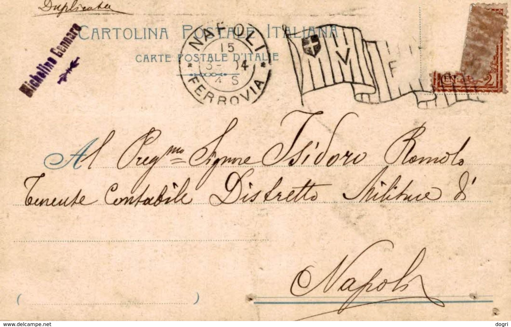 Magazzino Centrale Militare Di Napoli - Viaggiata 1904 - 9x14 Cm. (Vedi 2 Foto) - Regiments