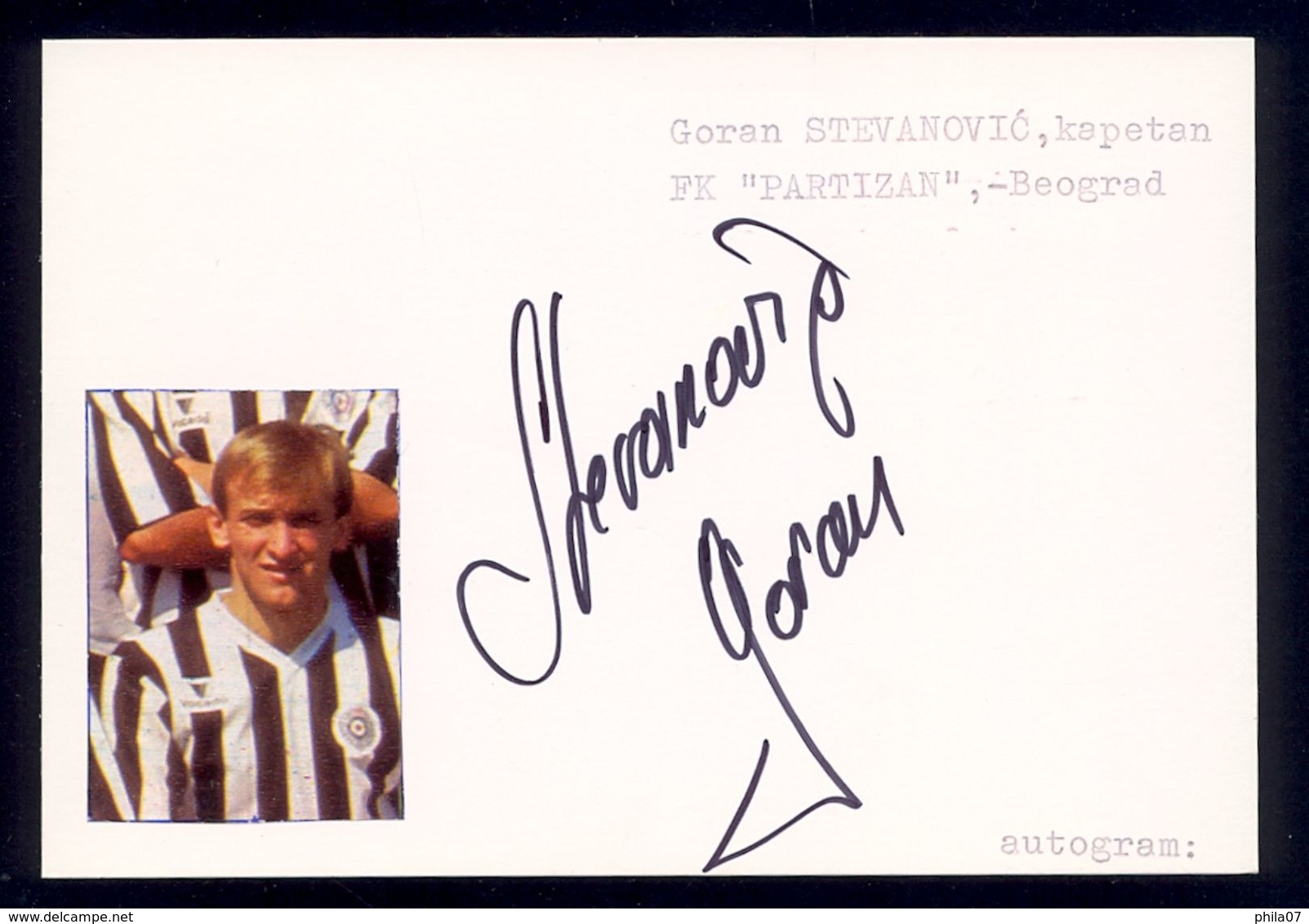 Goran 'Plavi' Stevanovic - Original Authographs - Player And Football Manager - FK Partizan / 2 Scans - Handtekening