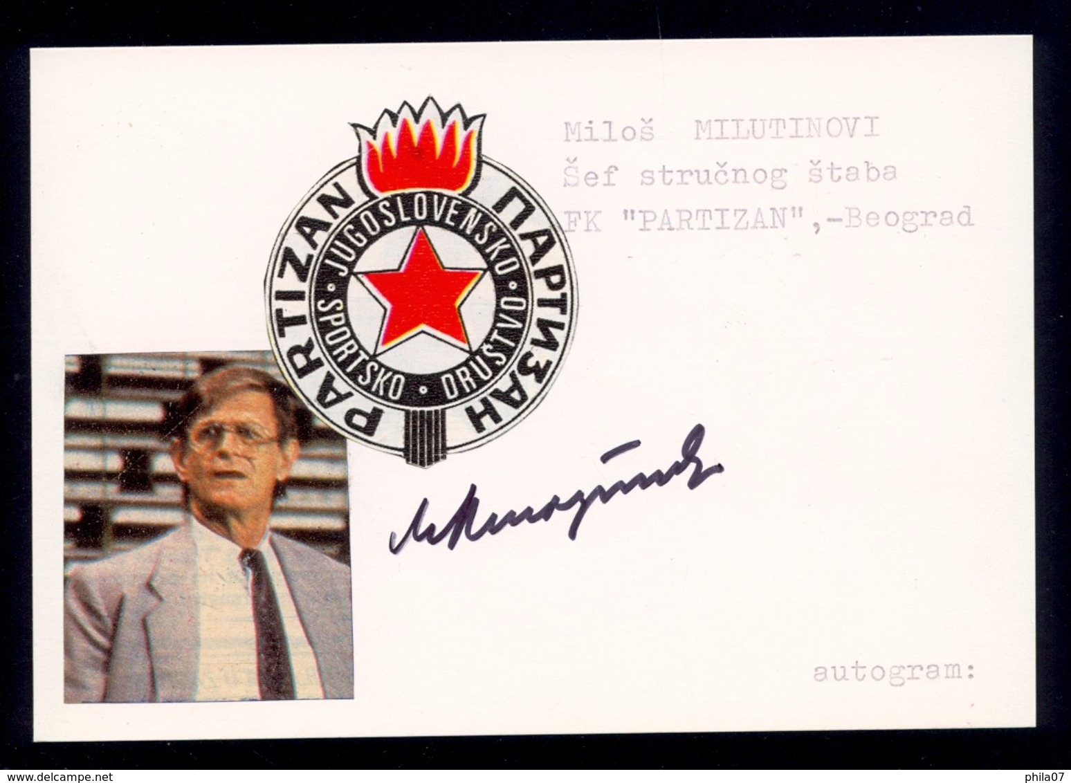 Milos Milutinovic - Original Authographs - Footballer And Manager - FK Partizan / 2 Scans - Autographes