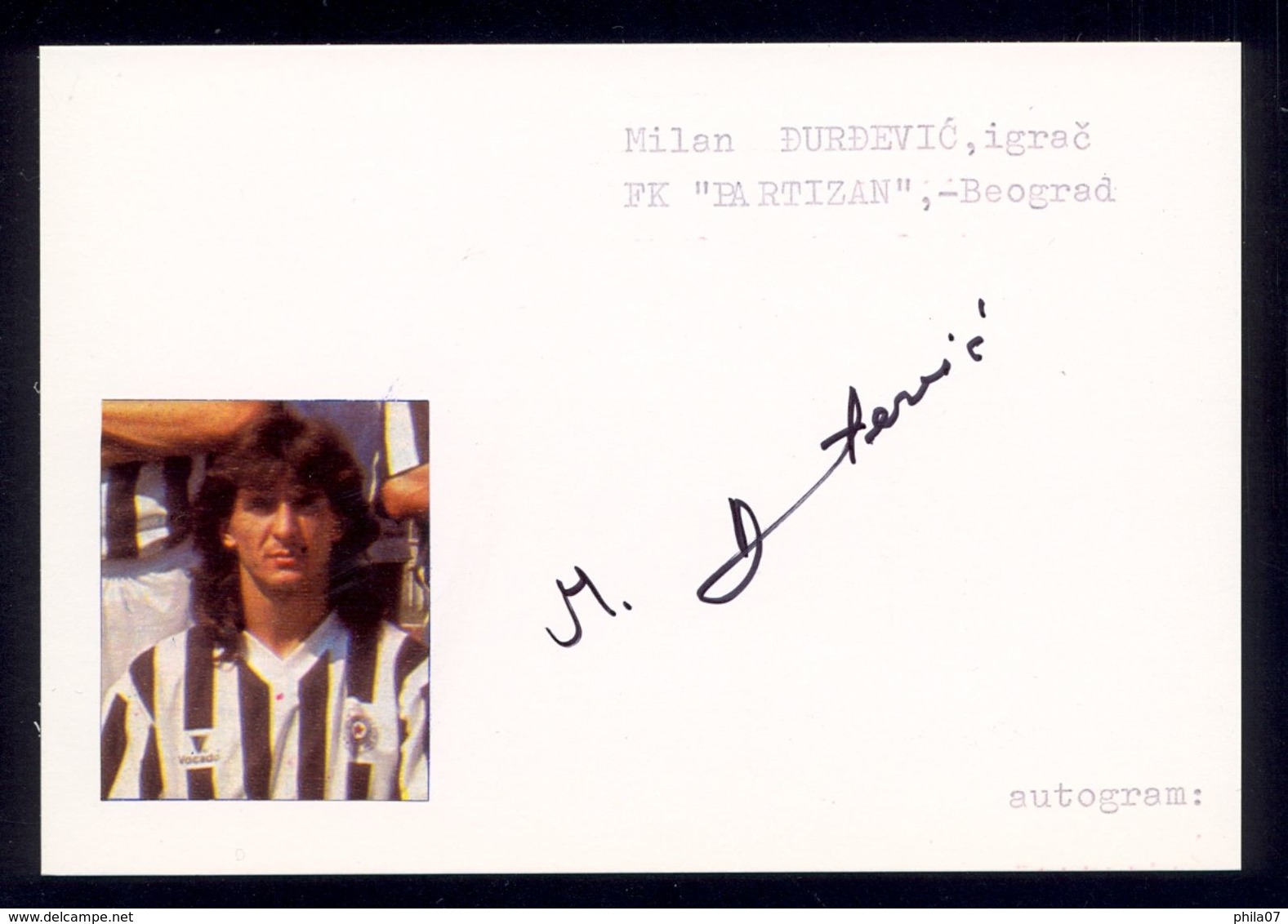 Milan Djurdjevic - Original Authographs - Striker - FK Partizan / 2 Scans - Authographs