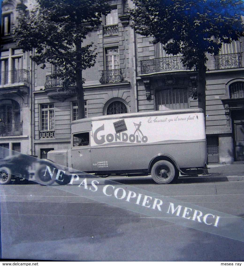 Camion Biscuits Gondolo Maisons Alfort Paris Ets Mirand Publicitaire Livraison  NEGATIF PHOTO 6x6 Original Années 30 - Automobili