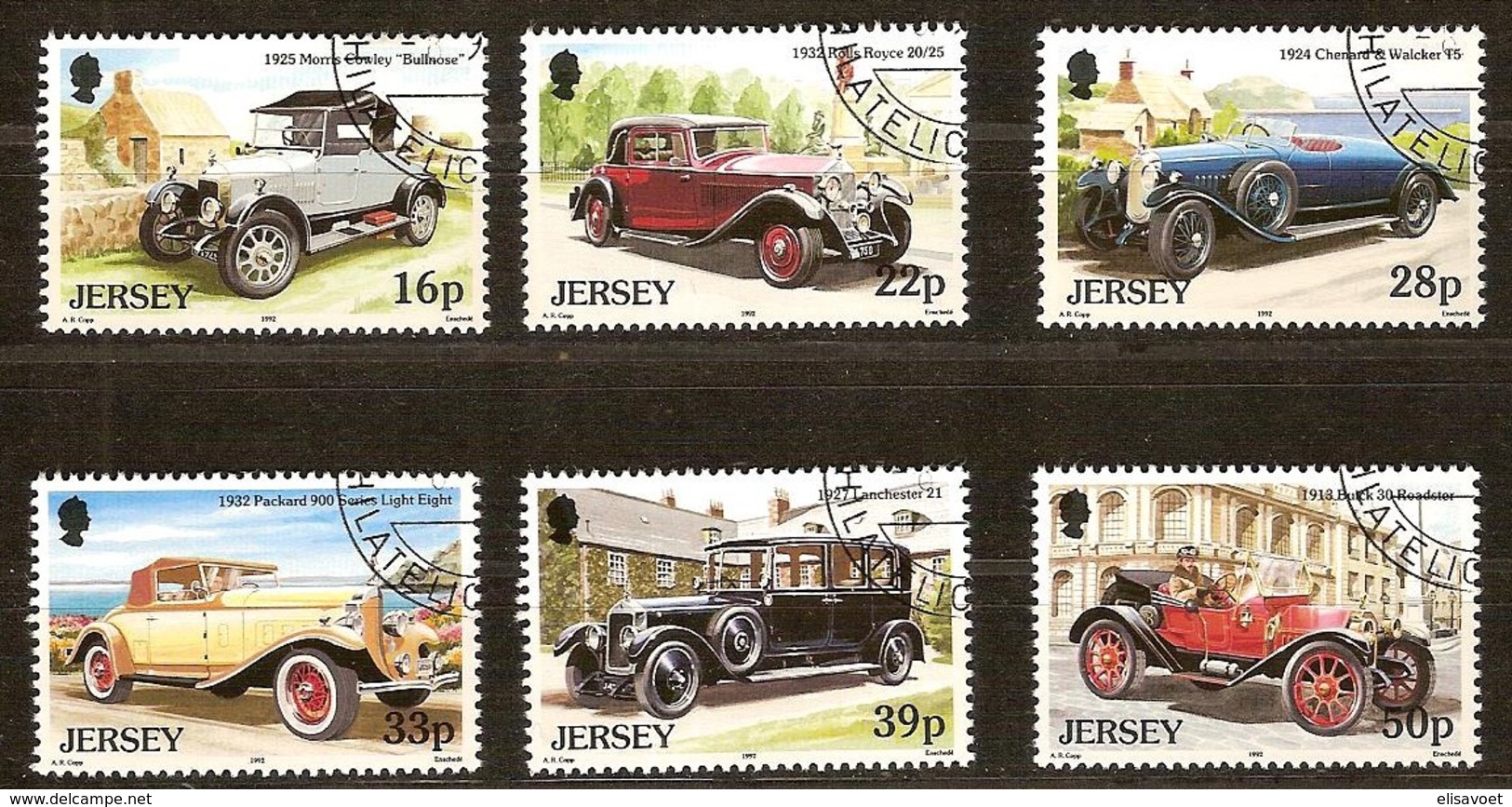 Jersey 1992 Yvertn°  579-584  (°) Oblitéré Used Cote 10 Euro Voitues Autos Cars - Jersey