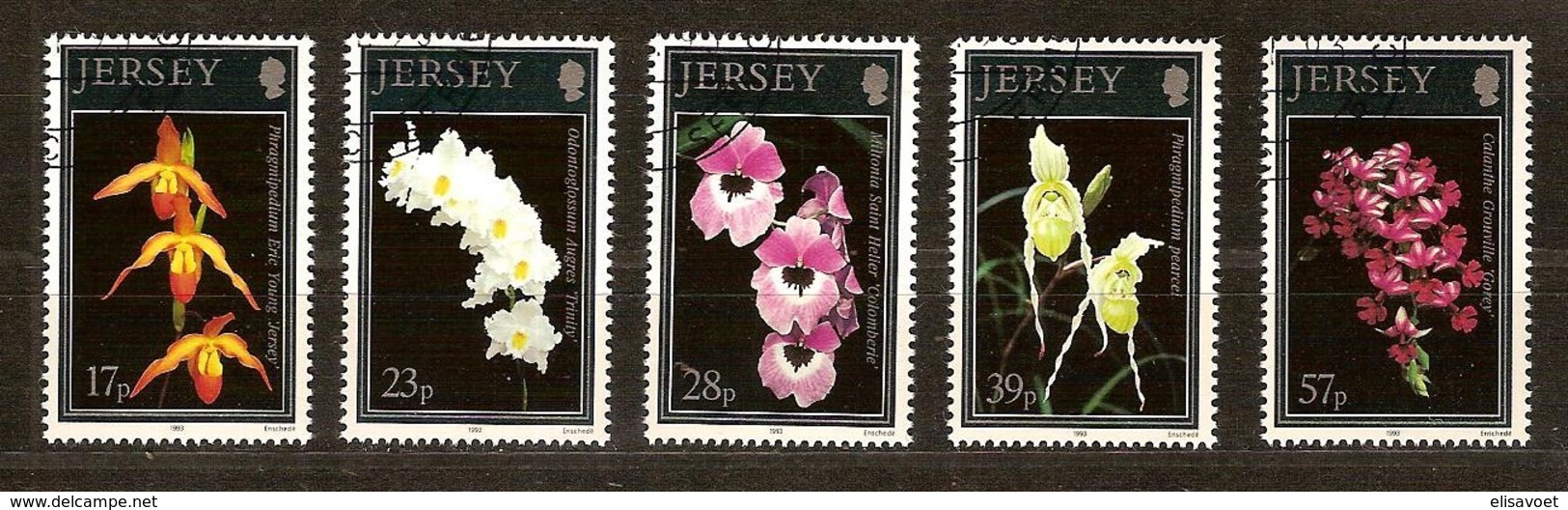 Jersey 1993 Yvertn°  589-593  (°) Oblitéré Used Cote 9 Euro Flora Fleurs Bloemen Orchidées - Jersey