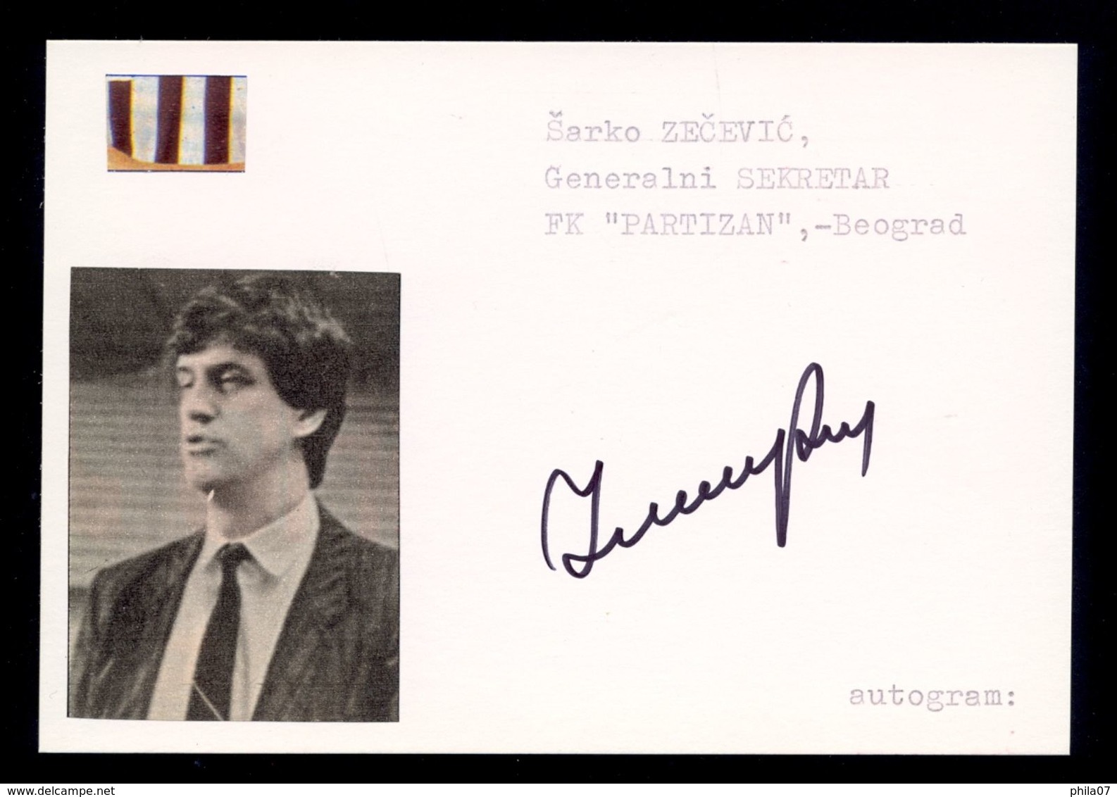 Zarko Zecevic - Original Authographs - Football Administrator - FK Partizan / 2 Scans - Autografi