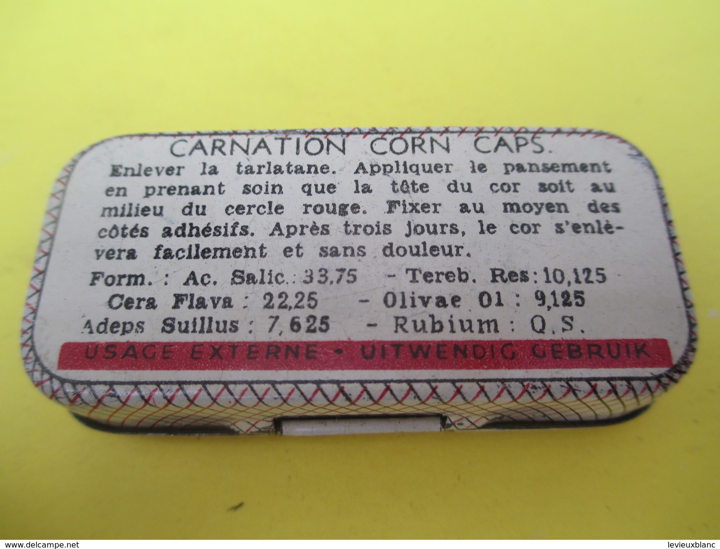 Boite Métallique Ancienne/Carnation/Corn Caps/Pour Supprimer Les Cors Au Pied/Vers 1980-1990 BFPP180 - Boxes