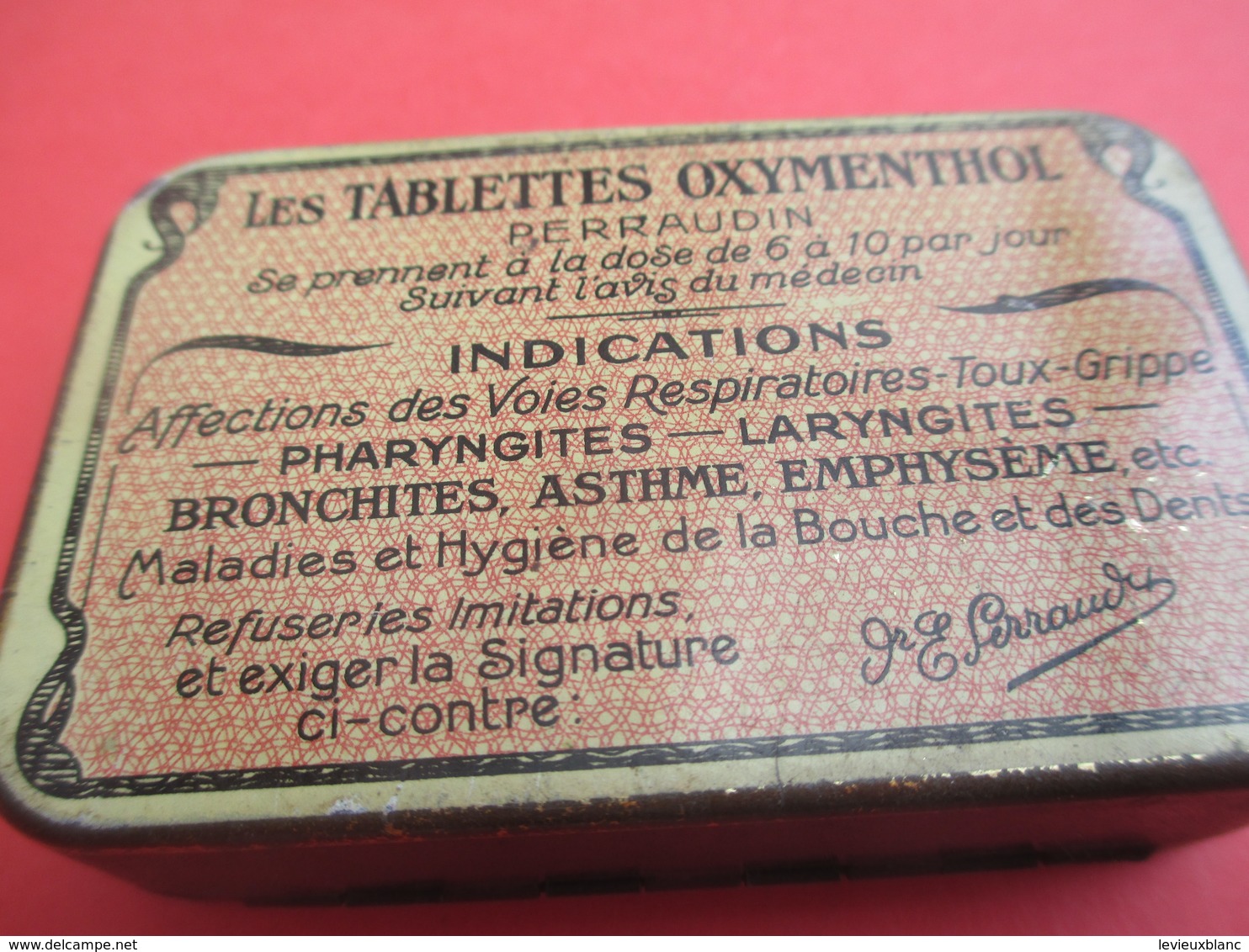 Boite Métallique Ancienne/Tablettes Oxymenthol Perraudin/Affections Des Voies Respiratoires/Vers 1930-1950 BFPP162 - Cajas