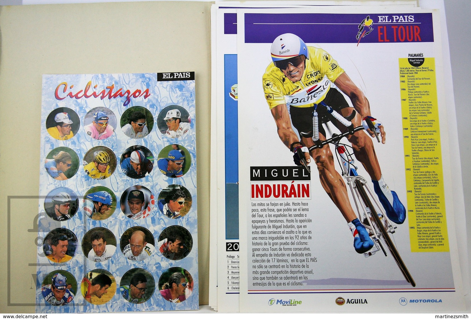 The Tour Of France 1995 - Spanish Folder With Collectible Sheets And Collection Of Cycling Round Cards - Ciclismo