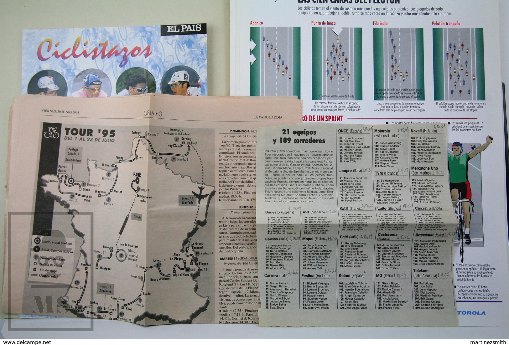 The Tour of France 1995 - Spanish Folder with Collectible Sheets and Collection of Cycling Round Cards