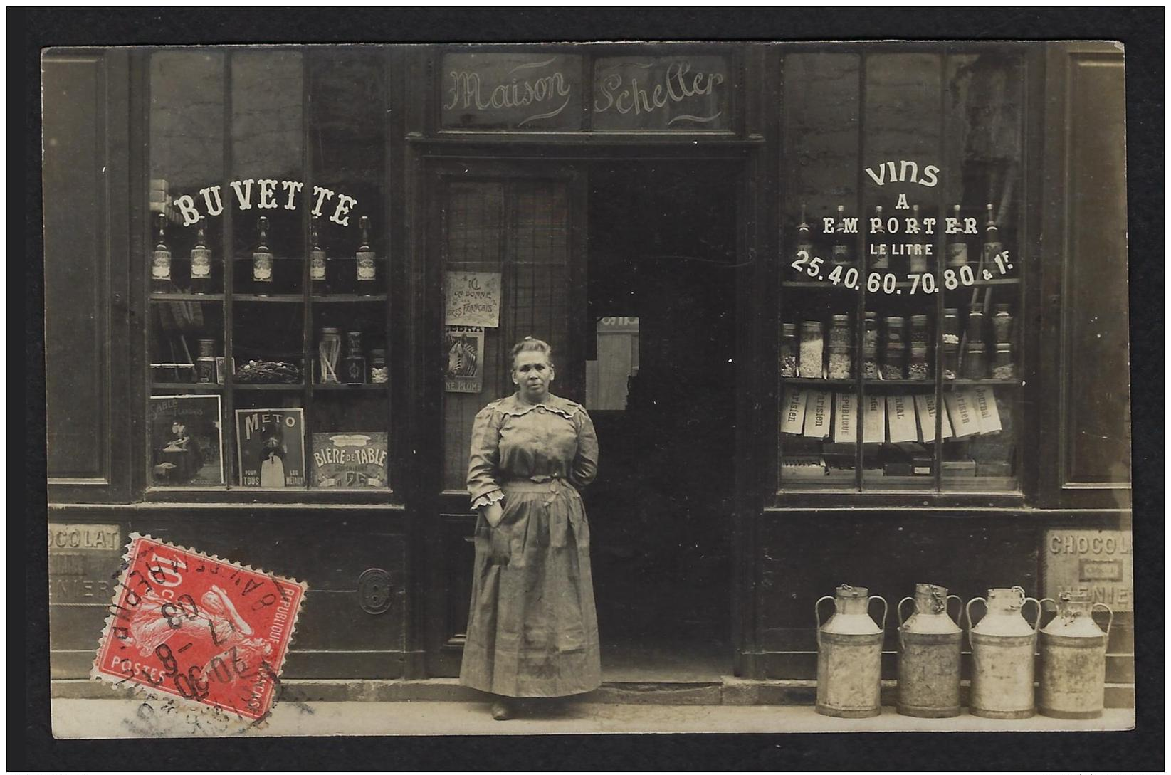 CPA Carte Photo Devanture De Café Buvette Maison Scheller 6. Cité Joly - Arrondissement: 11