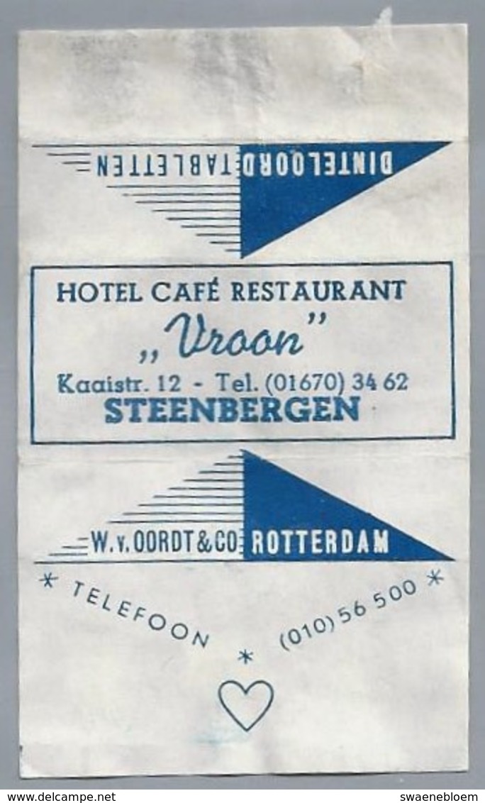 Suikerwikkel - STEENBERGEN. Hotel Café Restaurant - VROON - Kaaistraat 12   Zucker. Sugar. Sucre. Suiker. - Suiker