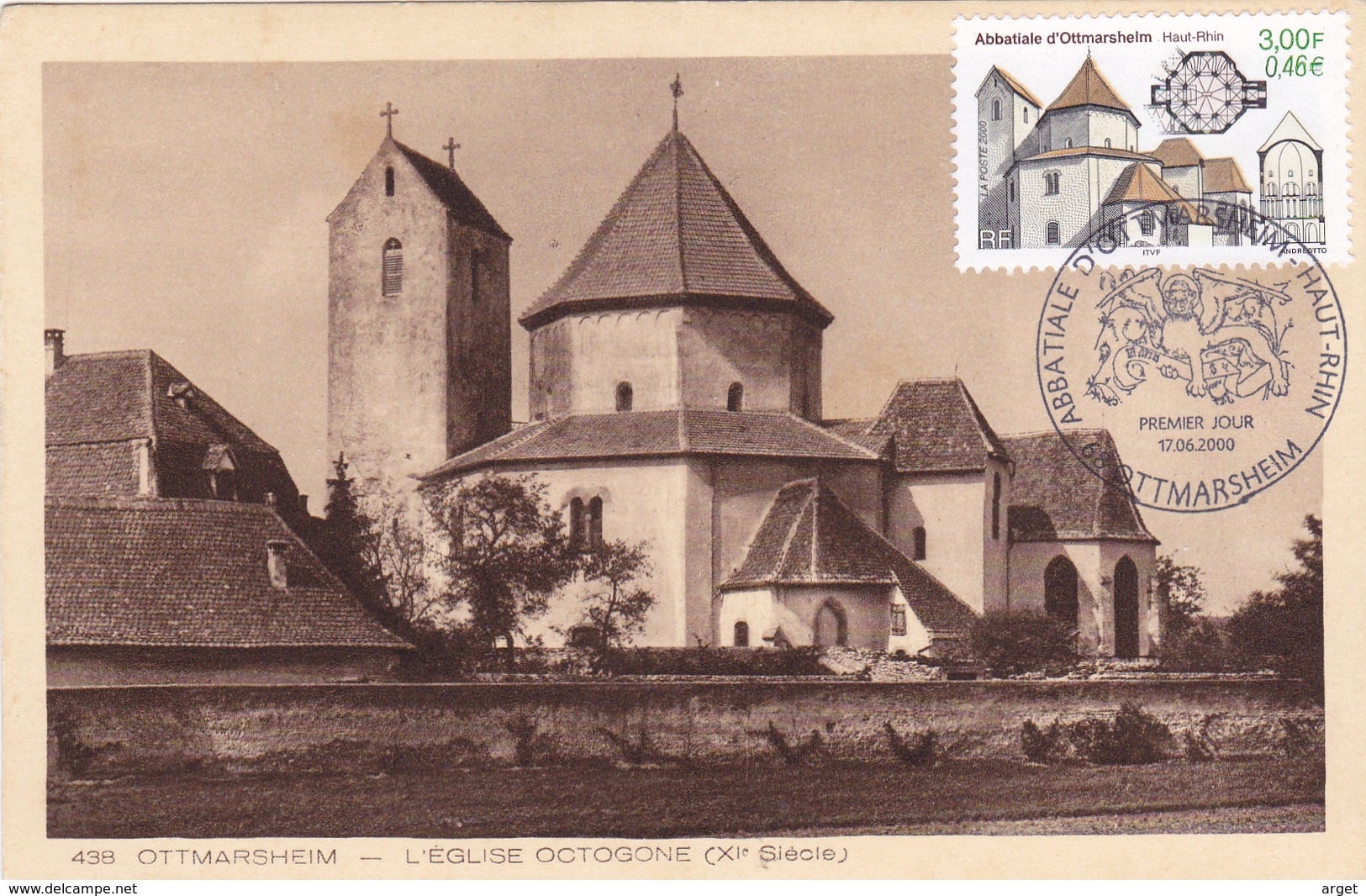 Carte-Maximum FRANCE N° Yvert 3336 (Abbatiale D'OTTMARSHEIM) Obl Sp Ill 1er Jour (Ed Ancienne) RR - 2000-2009