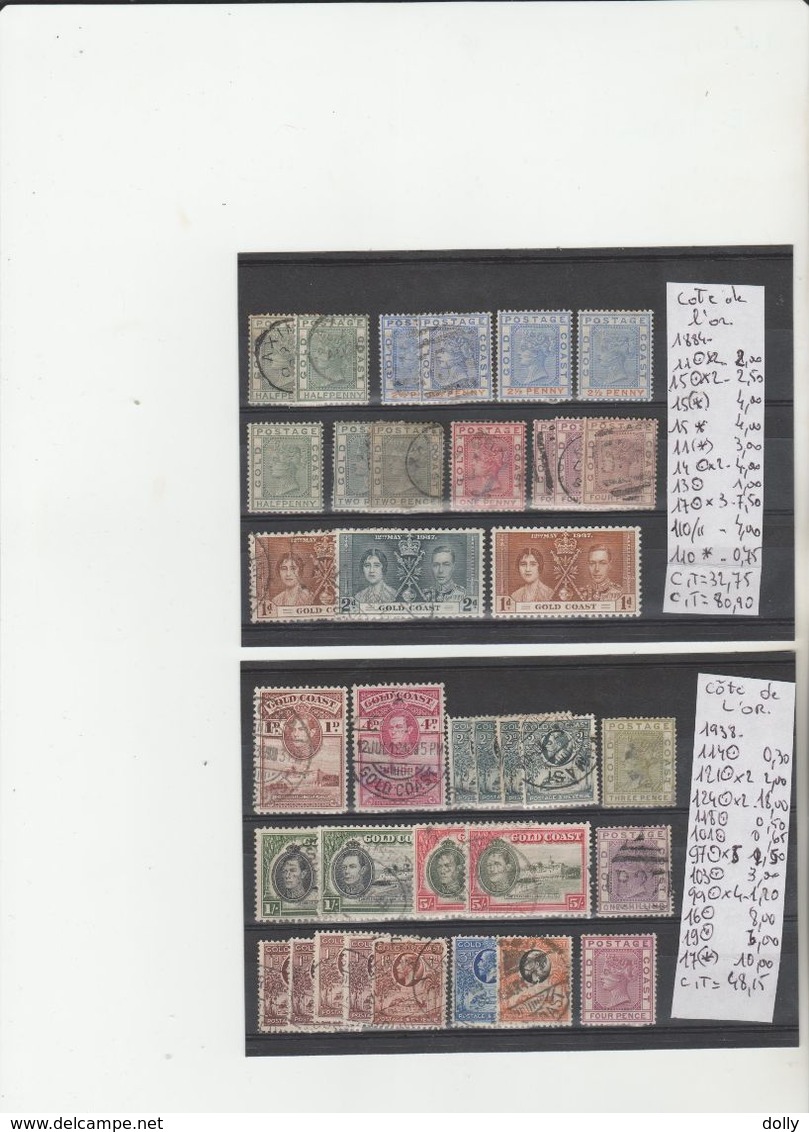 TIMBRE LOT OBLITEREES NEUF /*/(*) DE COTE DE L OR  Nr VOIR SUR PAPIER AVEC TIMBRES COTE 80.90€ - Goldküste (...-1957)