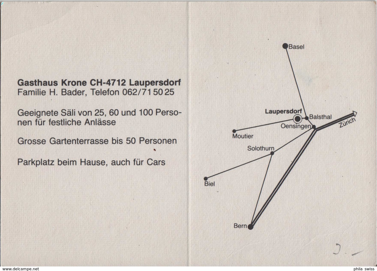 Gasthaus Krone 4712 Laupersdorf Fam. H. Bader - Autres & Non Classés