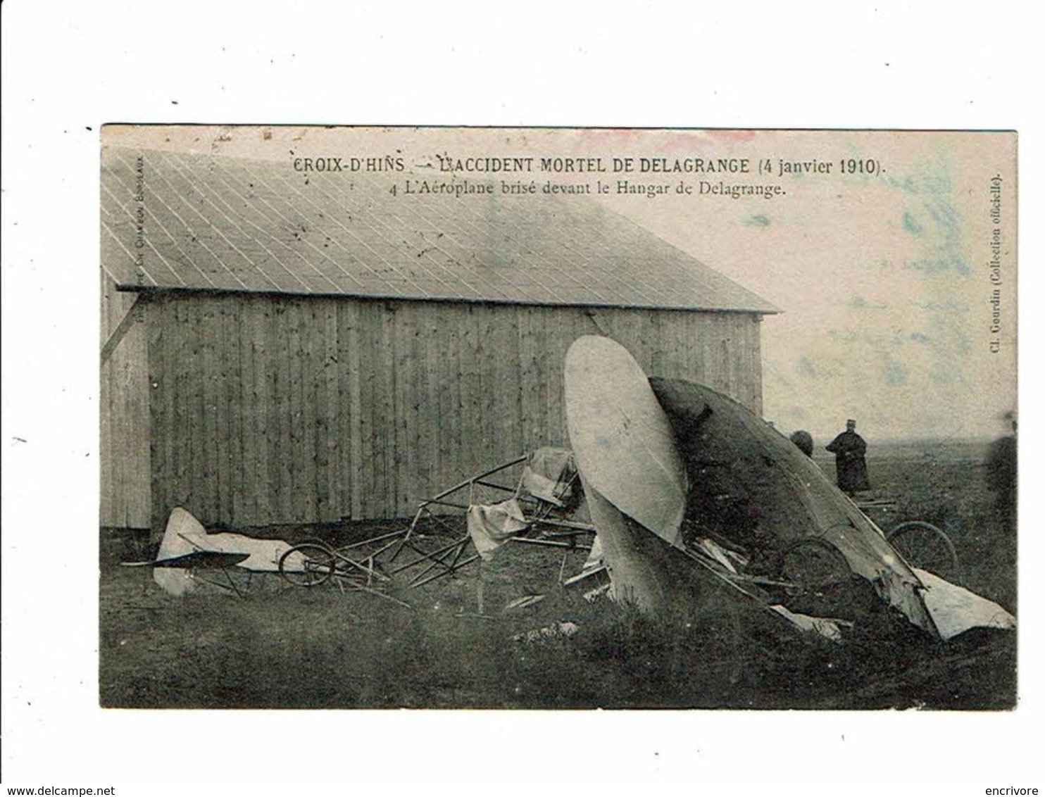 Cpa CROIX D HINS Accident Mortel De DELAGRANGE Aéroplane Devant Le Hangar N°4 Avion Cl Gourdin - Accidentes