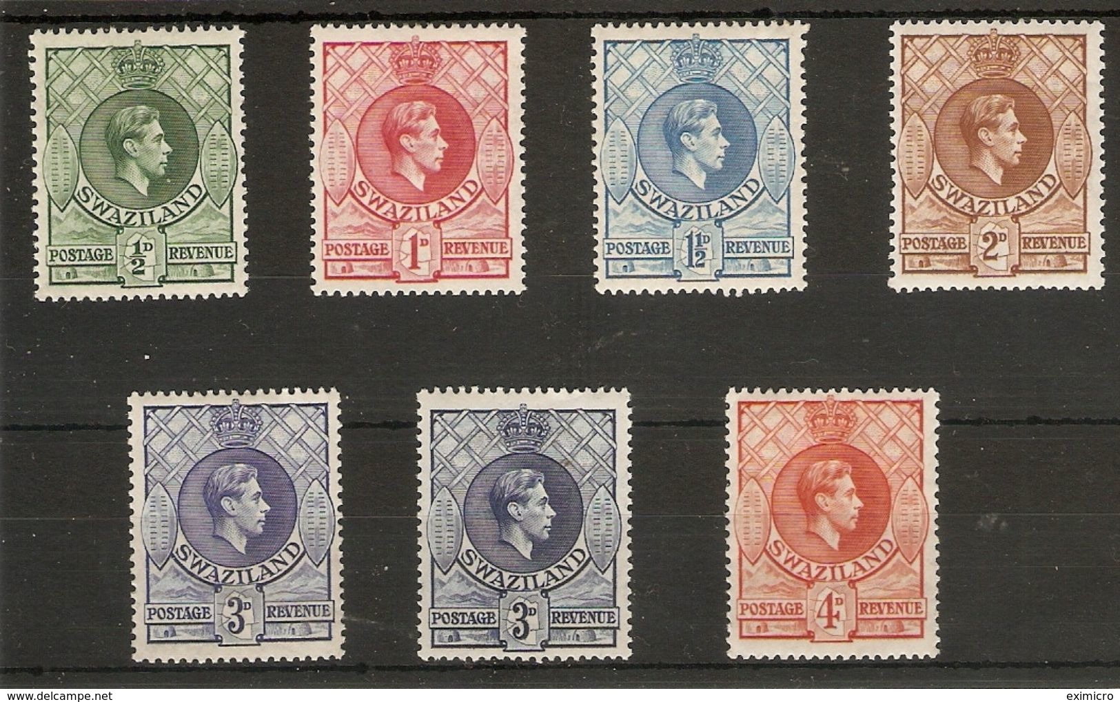 SWAZILAND 1938 SET OF 7 STAMPS TO 4d PERF 13½ X 13 SG 28/33 MOUNTED MINT Cat £56+ - Swaziland (...-1967)