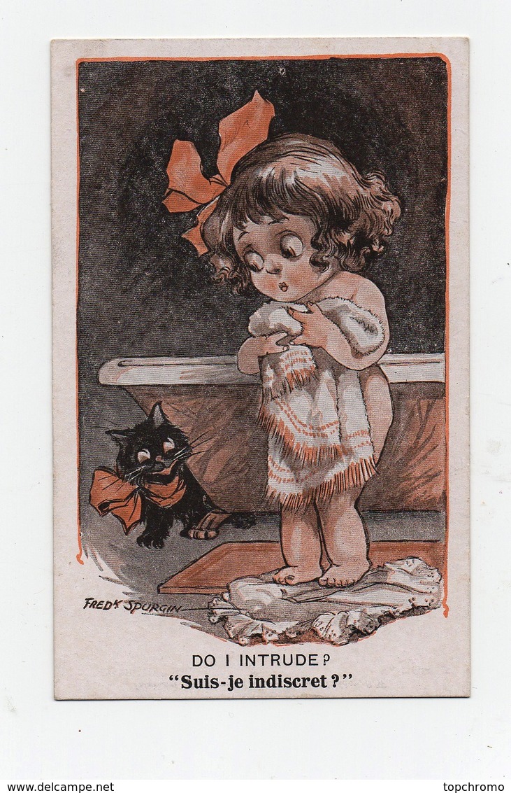 CPA Illustrateur Fred Spurgin Suis-je Indiscret? Enfant Fillette Chat - Spurgin, Fred