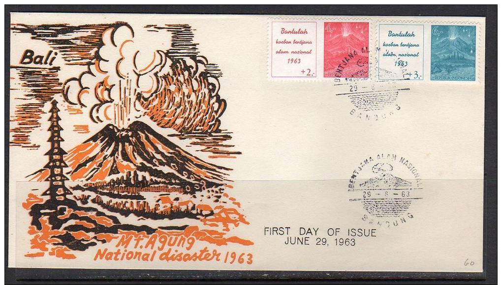 Indonesia FDC Volcano 1963 Brown  (i58) - Indonesië